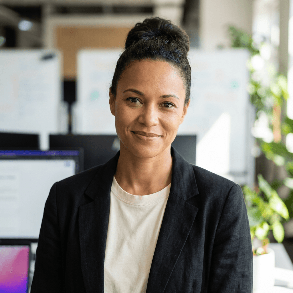 Sarah Tremblay in a modern office