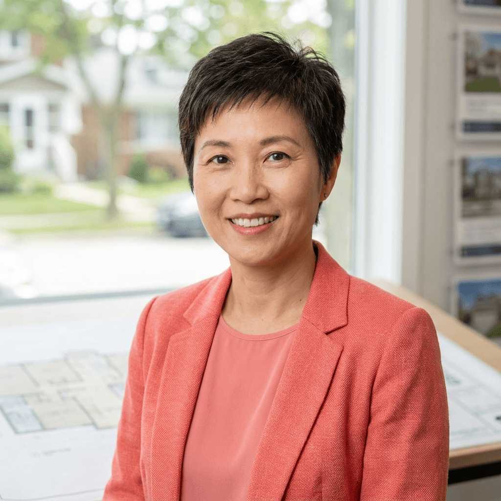Margaret Chen in a bright modern living room